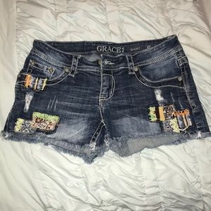 GRACE IN LA DENIM SHORTS